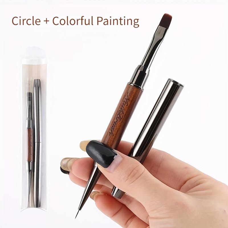 

Elegant Sandalwood Dual-Ended Nail Art Brushes Precision Detailing & Shaping, Wooden Handle, for Manicure and Pedicure, Nail Art Accessories