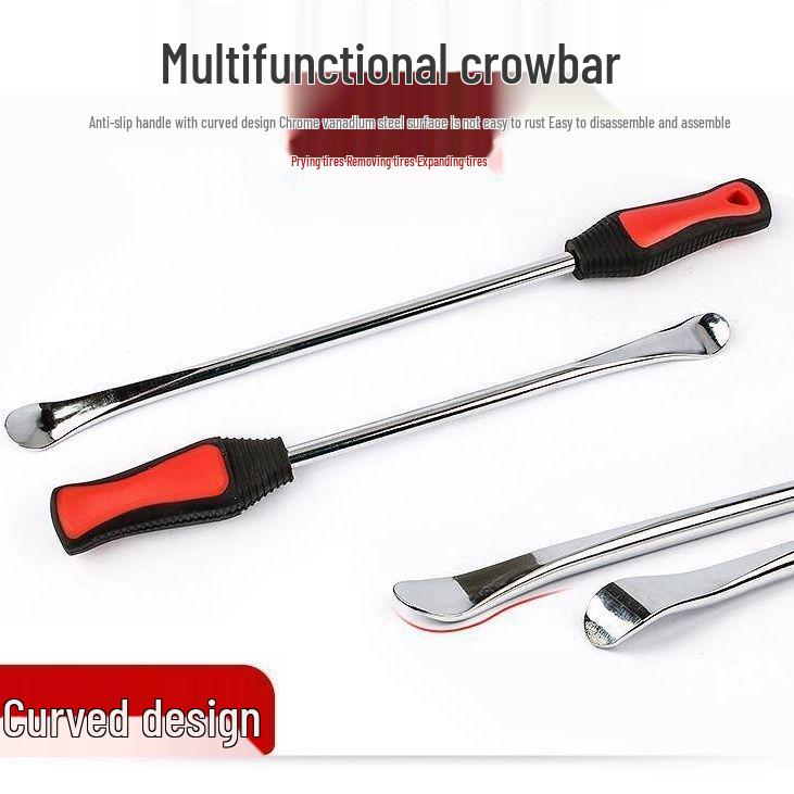 Tire Iron Crowbar: Flat Head Steel Pry Bar for Tubeless Tires & Electric Vehicles