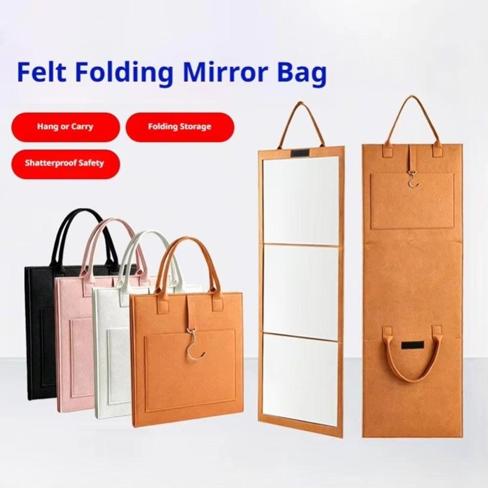 Shatterproof Folding Full Length Mirror Portable Felt Storage Bag New Full Body Mirror Door
