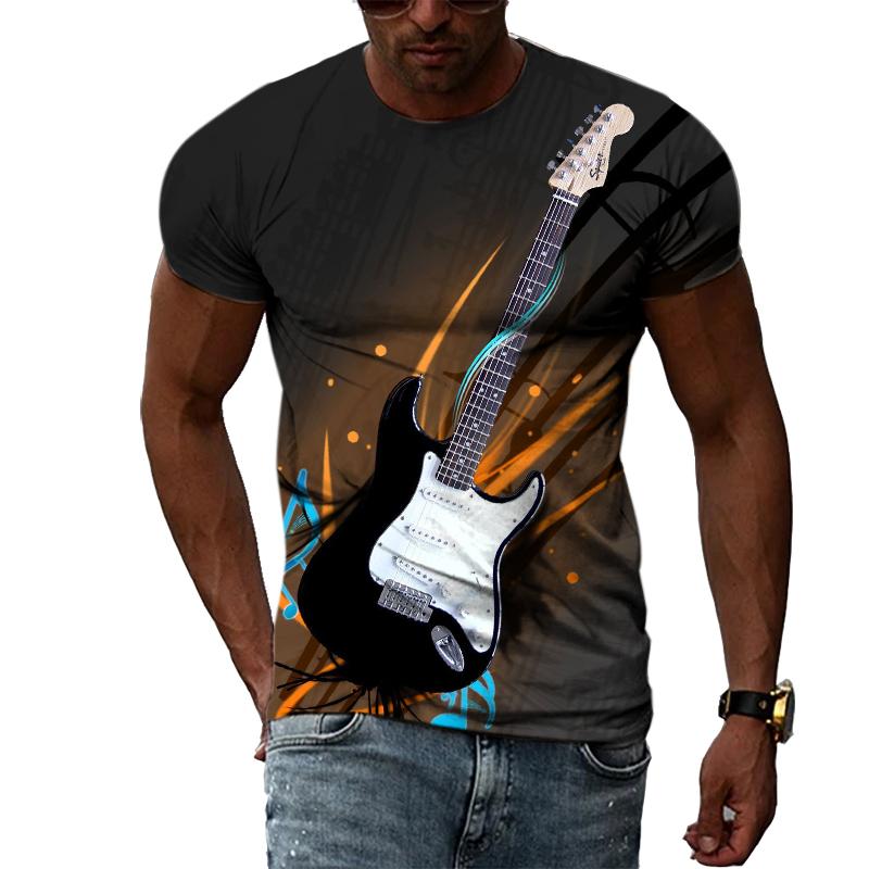 New Summer Fashion Music Guitar Graphic T Shirts For Men Casual O-neck Street Style Print T-shirt Hip Hop Harajuku Short Sleeve