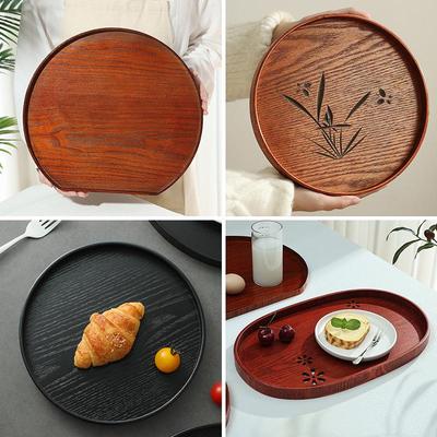 Japanese Wooden Round Tray for Home, Hotel, or Salon Tea Set