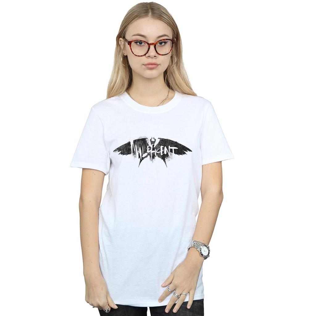 Disney Womens/Ladies Maleficent Mistress Of Evil Wings Silhouette Cotton Boyfriend T-Shirt