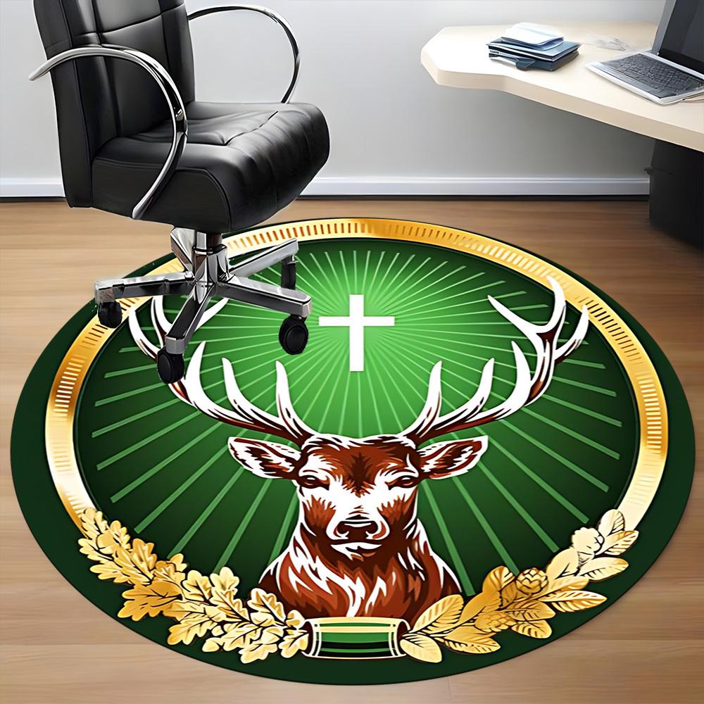 

1PC Jaegermeister Office Round Rug, Non-slip, Soft and Durable Office Rug for Interior Decoration, Perfect for Office, Beautiful Decoration 120cm