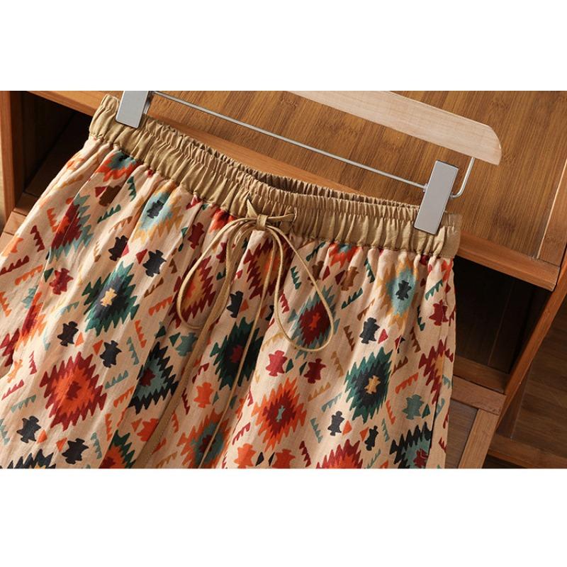 Floral Ethnic Style Casual Summer Women S Skirt Pants