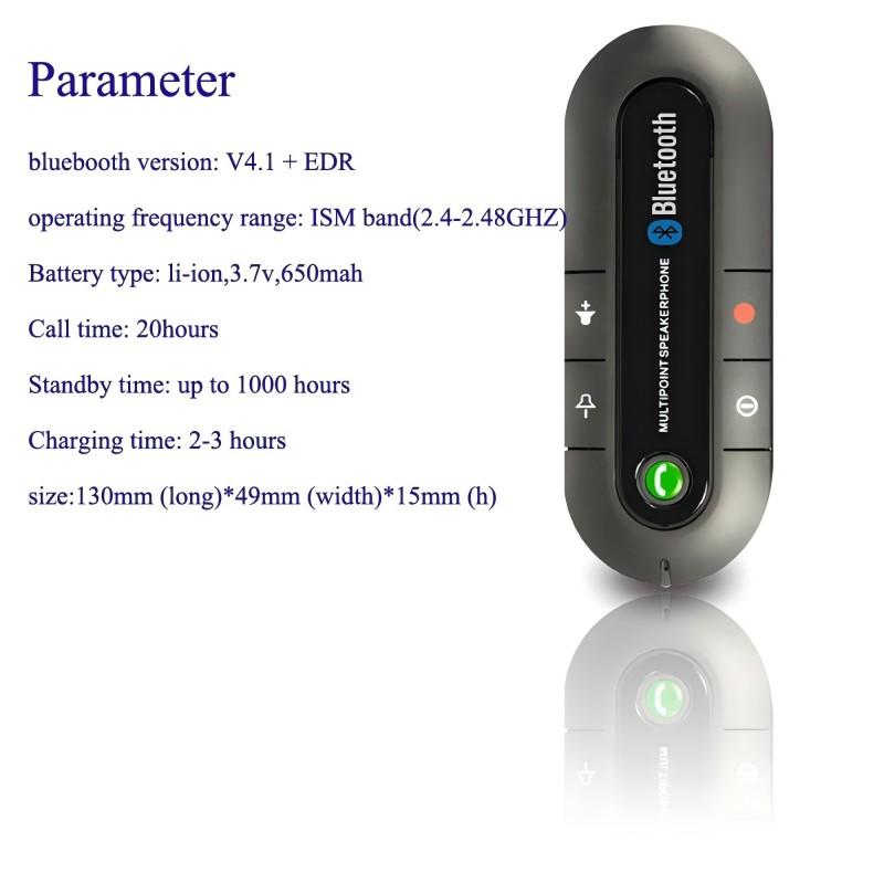 HOt Sale Wireless Handsfree Car Bluetooth 4.1 Sun Visor Speaker Speakerphone MP3 Music Player Car Charger