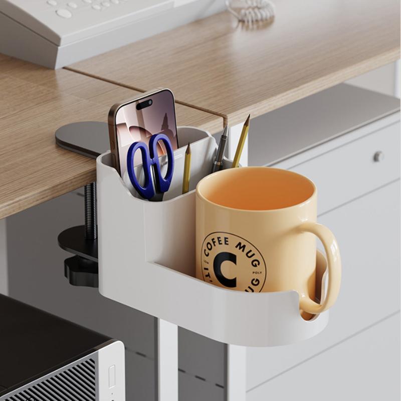 Creative Desktop Organizer With Phone Storage Water Cup Holder Clamp On Design For Home Office Desk Accessories Space Saving