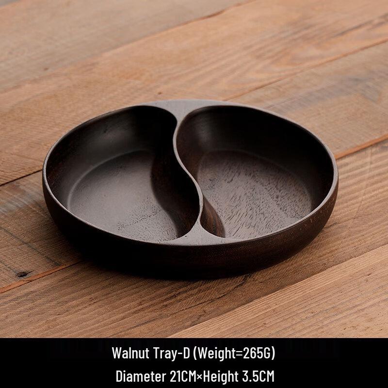 Walnut Wood Round Divided Serving Tray