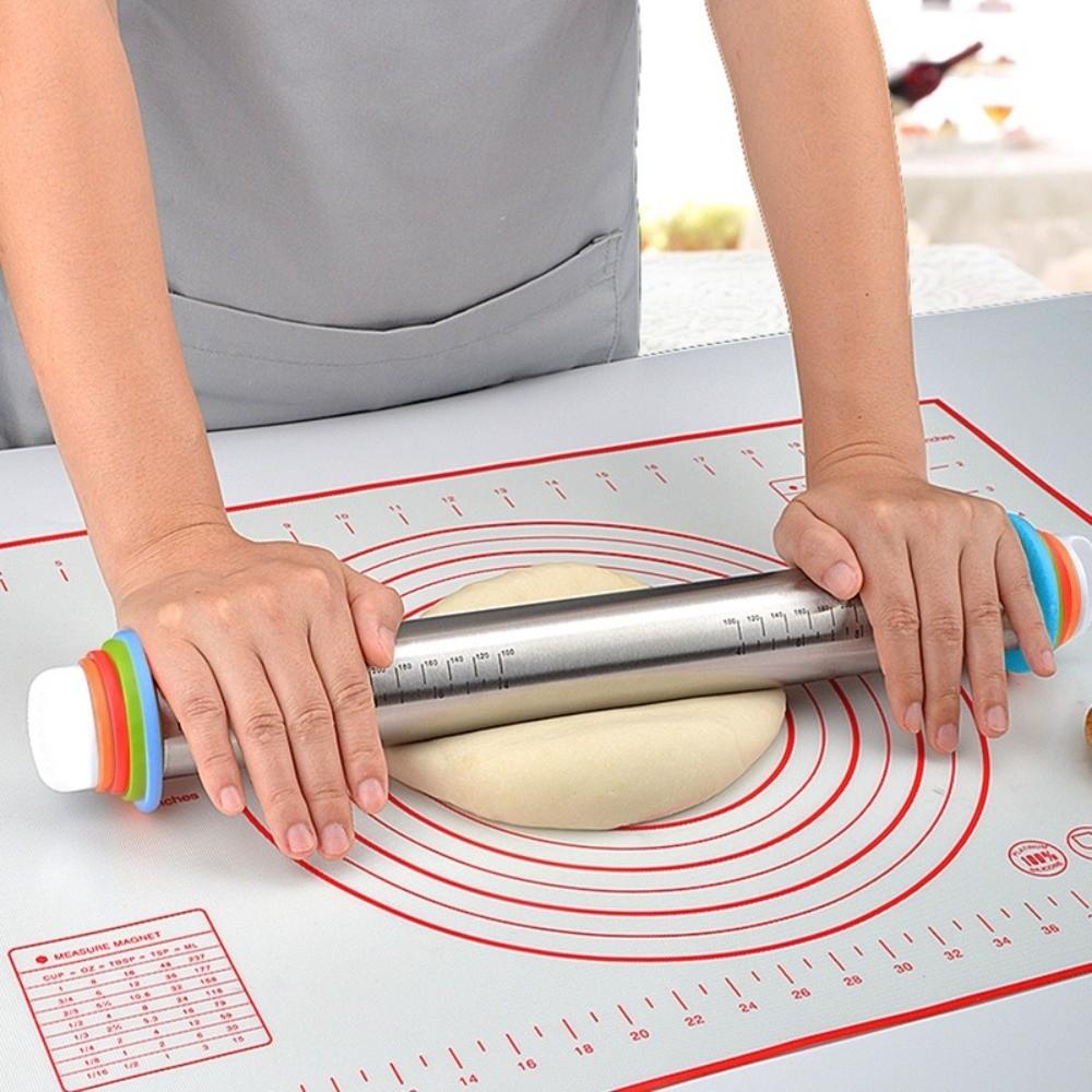 Adjustable Dough Roller Removable Rings Silicone Kneading Mat Bakery Use