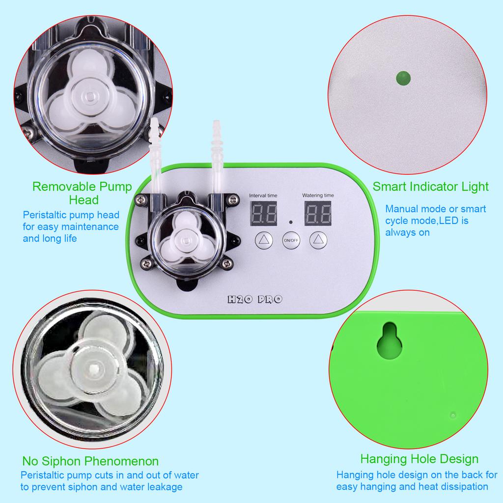 GROTHEN Timed Dosing Peristaltic Pump Metering Pump Smart Watering Device Amount Timing Control with 5 Meter Hose 160ml