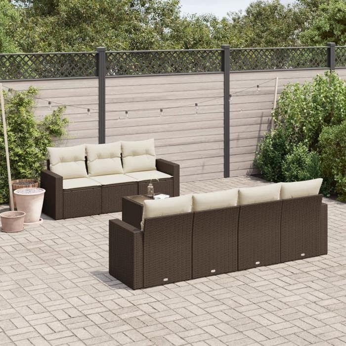 VidaXL Garden Lounge Set with Cushions 8 Pcs, Patio Sofas, Patio Furniture Set, Outdoor Furniture, Brown 3251070