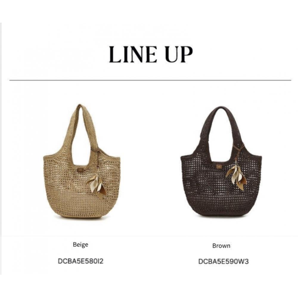 Daks Brown Raffia Twisted Mesh ShouLder Bag L Dcba6e590w3