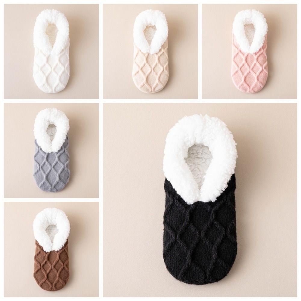 Patchwork Fleece Socks Women Silica Gel Sleeping Socks Fashion Winter Floor Socks  Fall/Winter