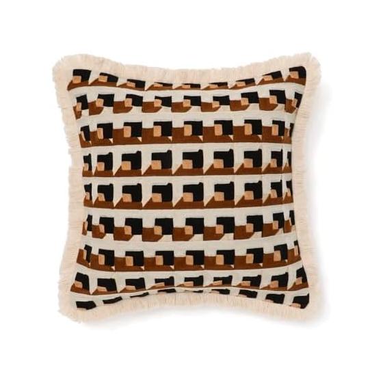 Francfranc EMB Geometric Cushion Cover 45cm x 45cm Beige (A-026) Interior Makeover Moving Gift Present