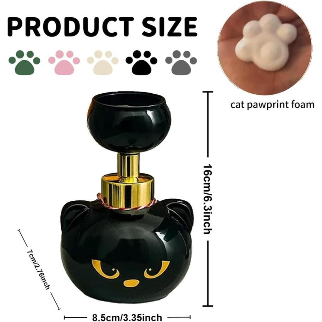 Cute Cat Paw Foam Soap Dispenser, Cat Pawprint Soap, Halloween Black Cats Pawprint Foaming Hand Wash Dispenser, Refillable Empty Cats Paw Print Foam