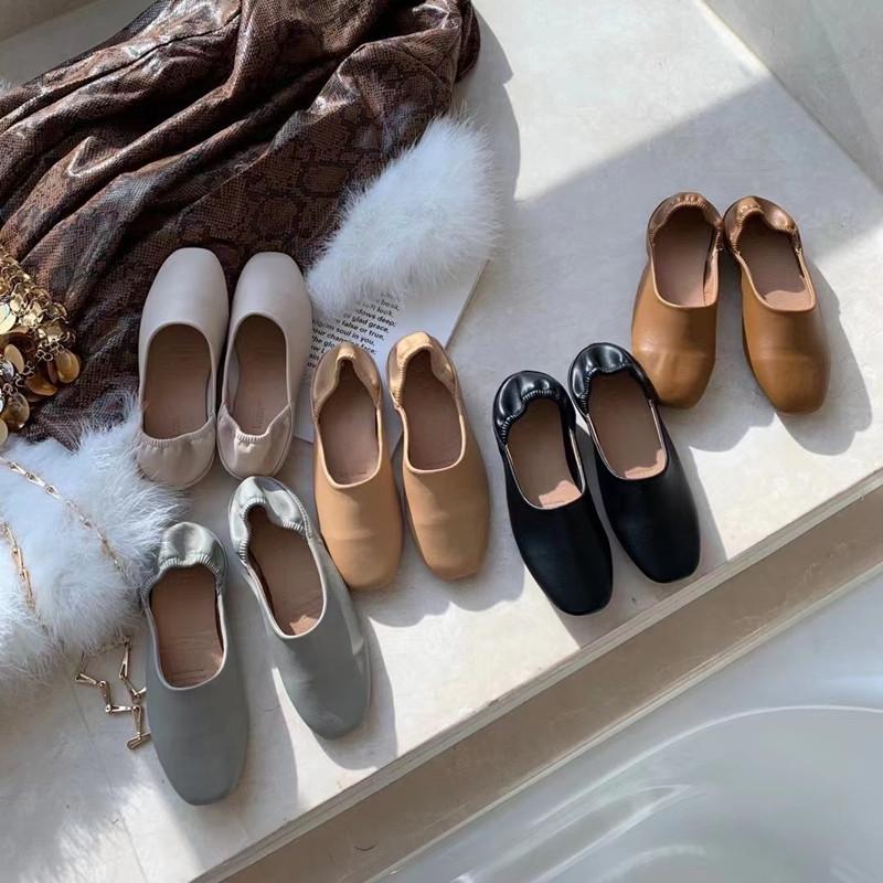 Fashion Bailamos Women Flats New Ballerinas Soft Leather Moccasins Slip On Retro Grandma Shoes  Ladies mules slippers Spring Summer