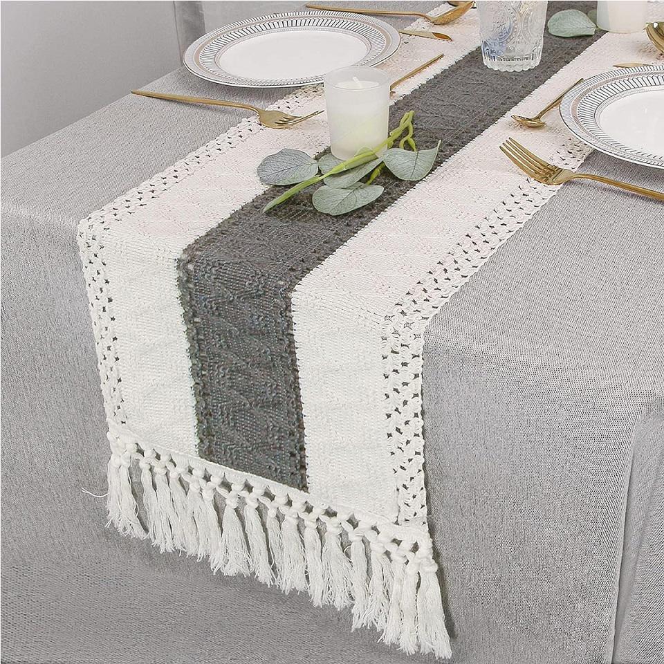 Boho Table Runner Cotton Linen Table Decorations Farmhouse Table Runners Wedding Bridal Shower Rustic Home Dining Table Runner