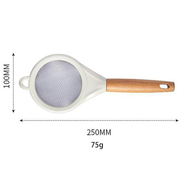 1Pc Stainless Steel Filter Screen Mesh Flour Sieve with Wooden Handle Baking Tools Sugar Powder Sieve Soybean Milk Filter Screen