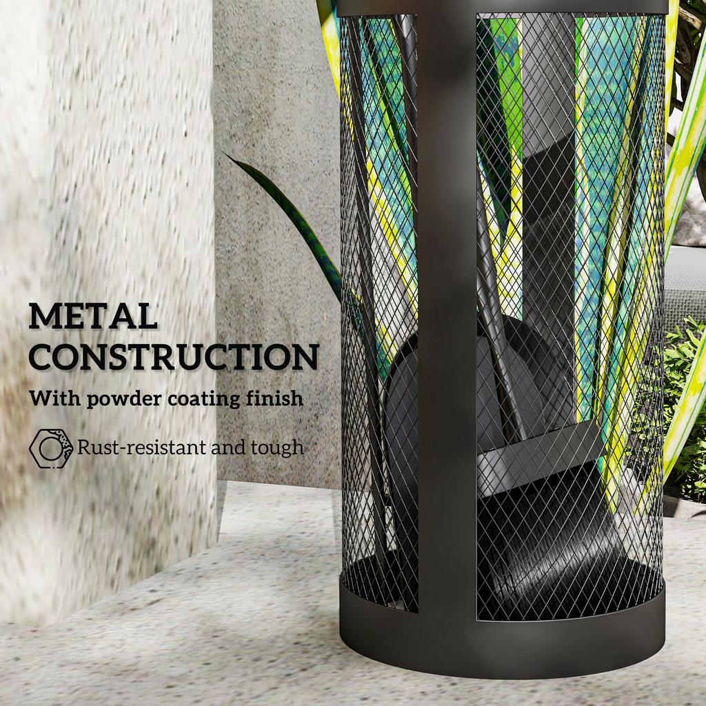 5-Piece Fireplace Tools Set with Mesh Basket, Indoor Outdoor Fireside Accessories for Fireplaces, Fire Pits, Black