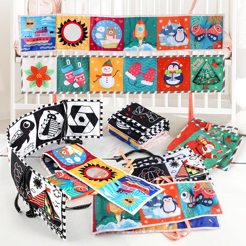 115 Series Infant Early Education Double-Sided Color Bed Circumference Pendant Cognitive Shape Animal Baby Cloth Book Bed Circumference Bb Device