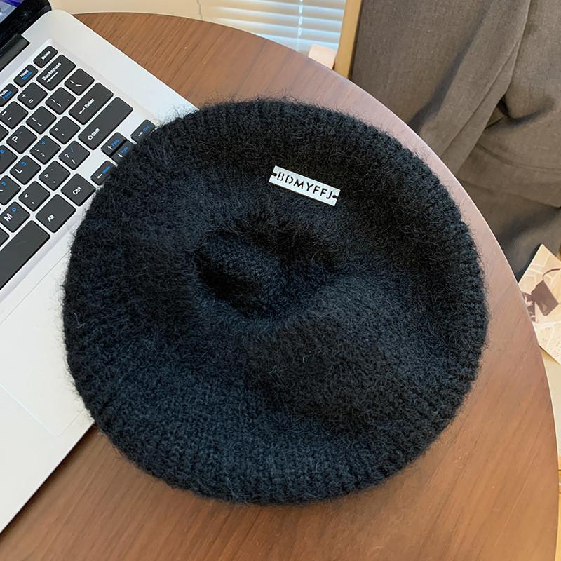 

Мохетовый берет Элегантный для женщин Стильный Зимнее тепло Большая посадка шляпы Black