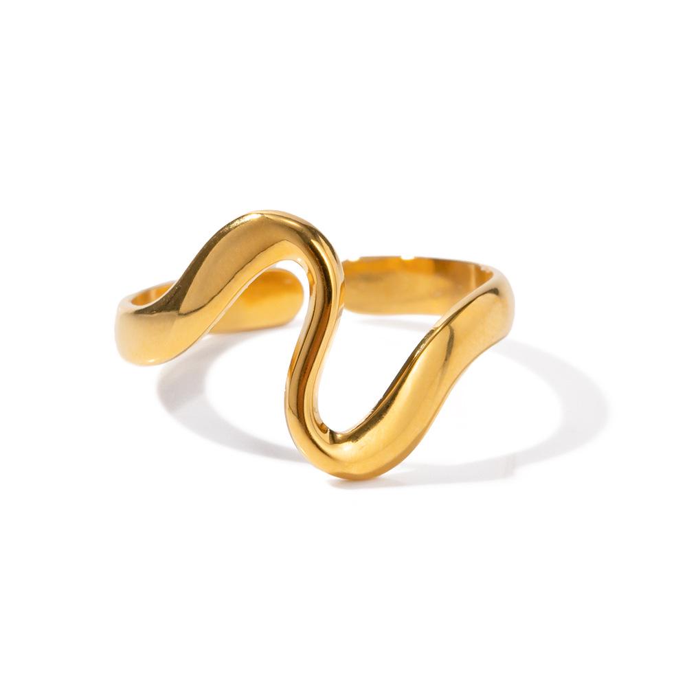 European & American Snake-shaped Geometric Arc Ring - Non-fading, Irregular Design