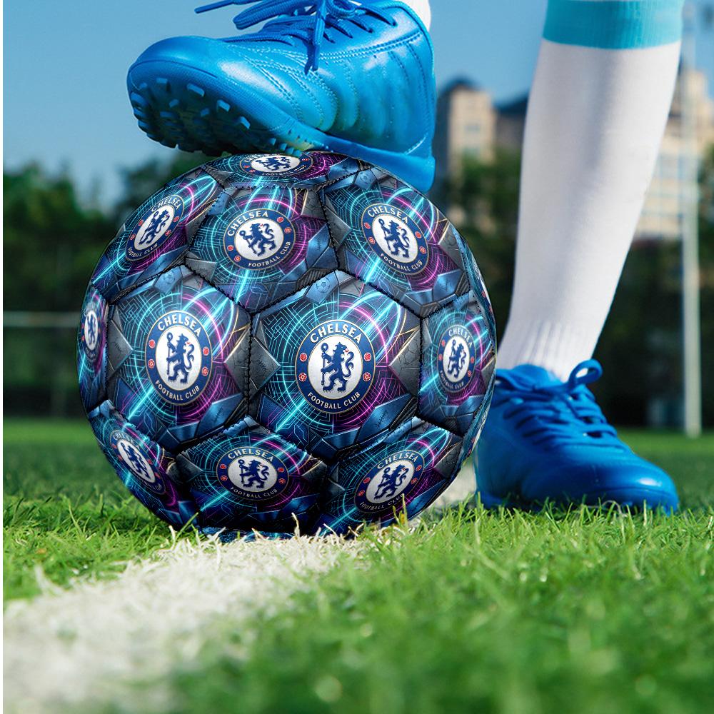 Chelsea FC Theme Soccer Ball Size 5 Soccer Ball Soft Touch Professional Training Football for Outdoor Sports