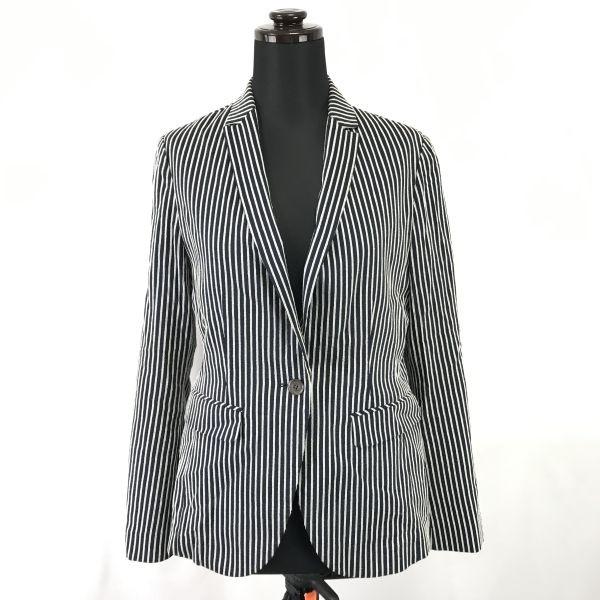 

TOMORROWLAND Collection Полосатая Весенне-Осенняя Куртка 40 Женская L Темно-синий Белый(ИСПОЛЬЗОВАЛ)