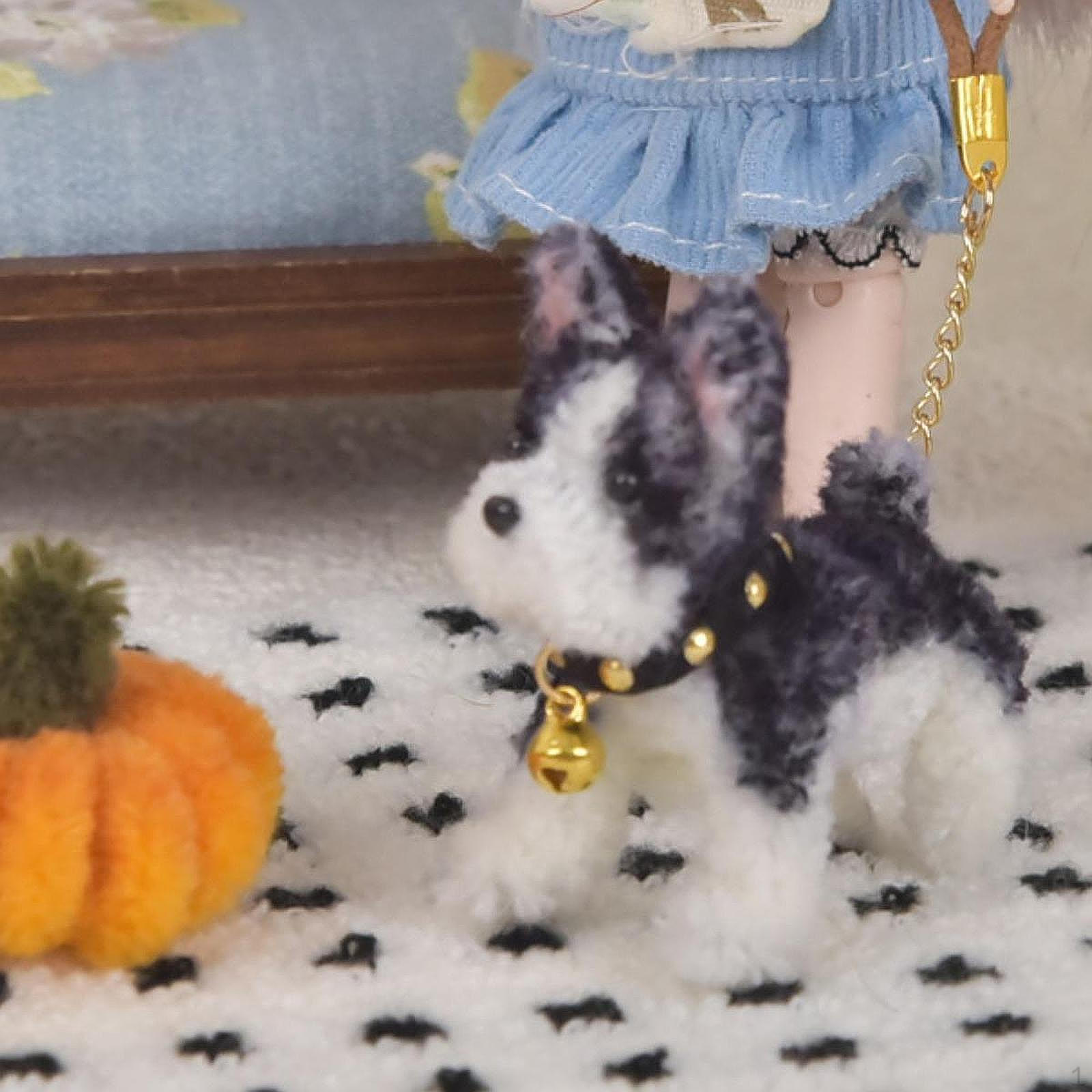 

Украшение для миниатюрной собаки для кукольного домика 1:12 ролевых игрушек, симпатичных домашних животных, модель Mini для Black White