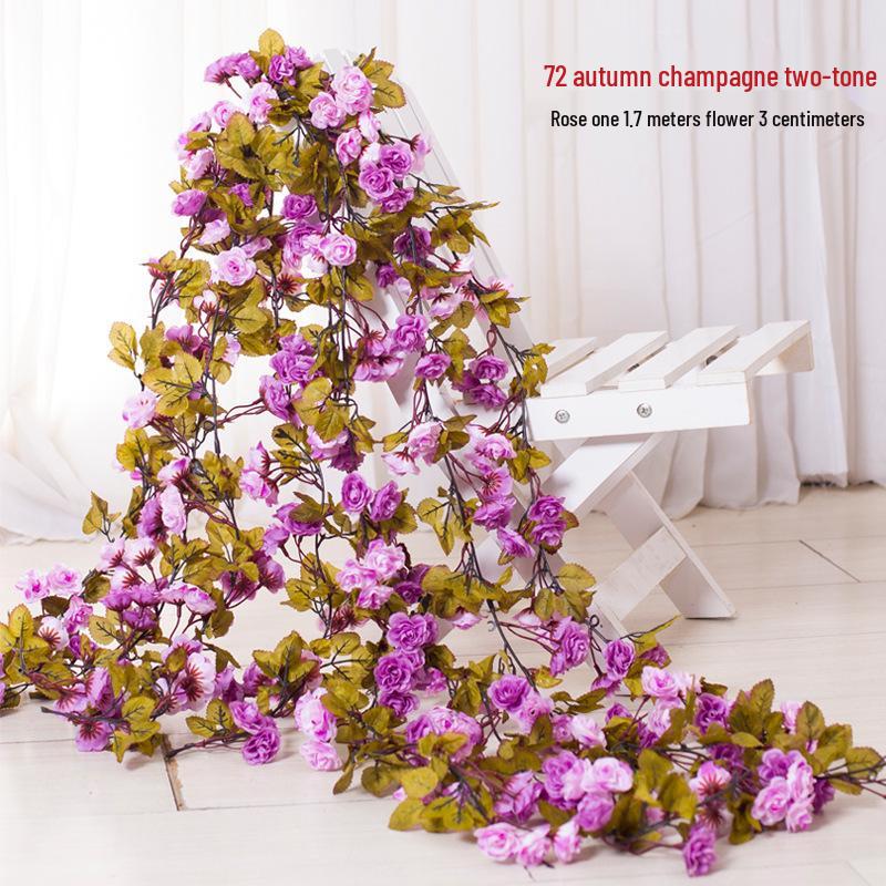 Artificial Rattan Rose Vine for Ceiling & Wall Decor - Wedding & Pipe Covering
