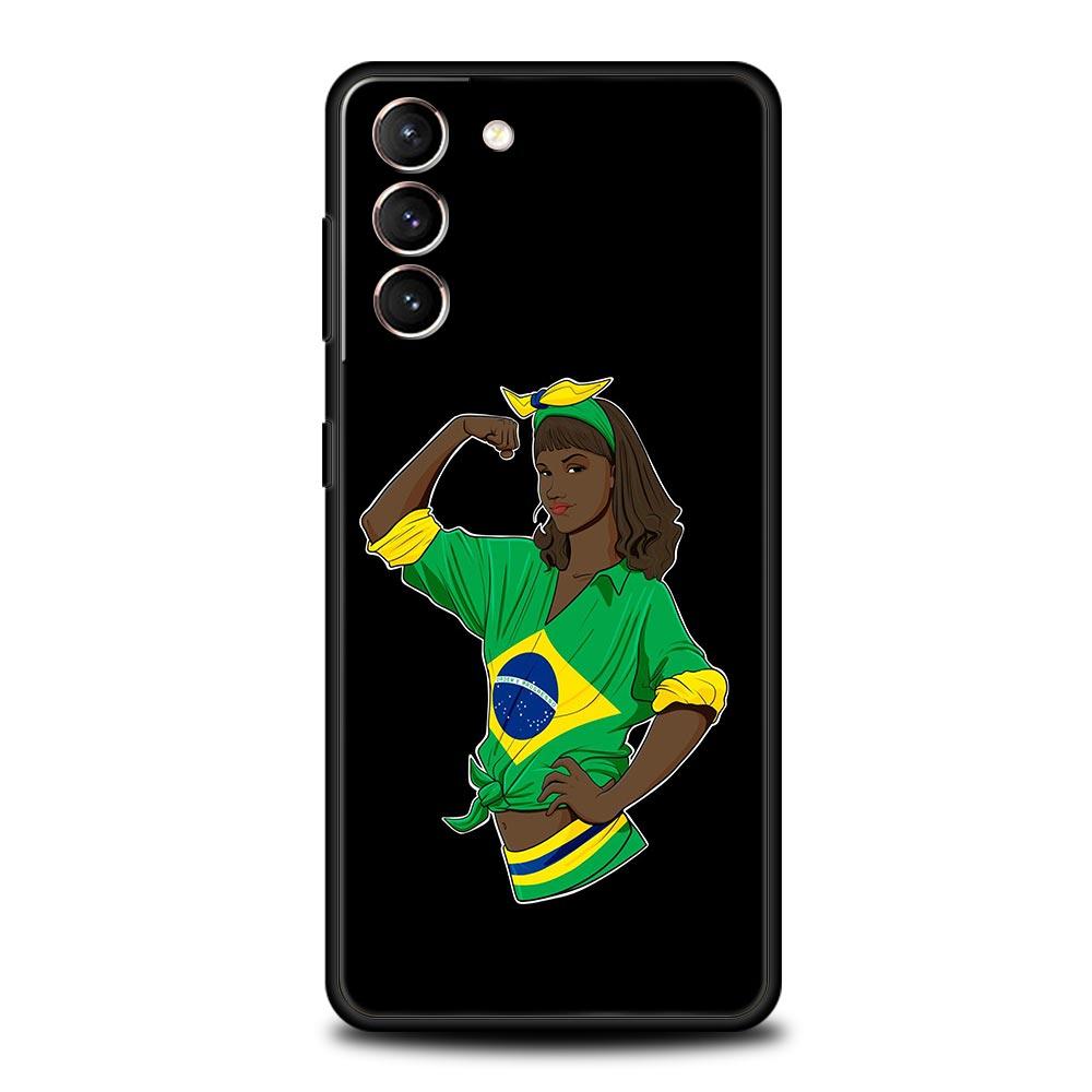 Brazil Brazilian Flag Football Phone Case For Samsung Galaxy S23 S22 S21 S20 FE Ultra 5G S10 S10E S9 S8 Plus 10 20 Soft Cover