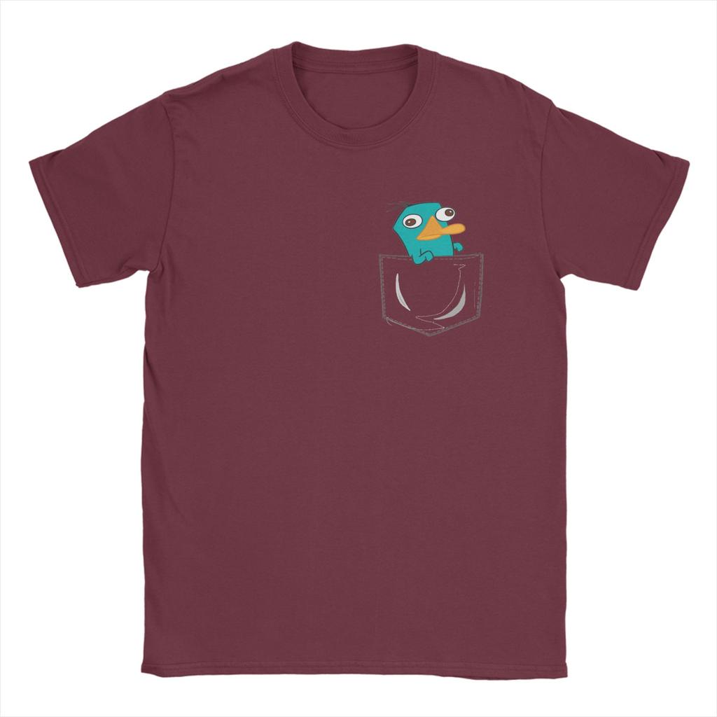 Perry the Platypus Pocket TShirt for Unisex Fun Pure Cotton Tee Shirt Round Neck Short Sleeve T Shirt Big Size Clothing