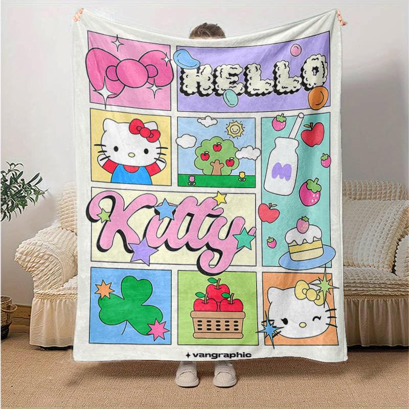 

1pc Hello Kitty s Whimsical World Blanket, Soft Throw for Home Decor, Gift Idea, Living Room, Travel, Camping, Car Blankets, Beach, Office Naps, Suita 130x150cm