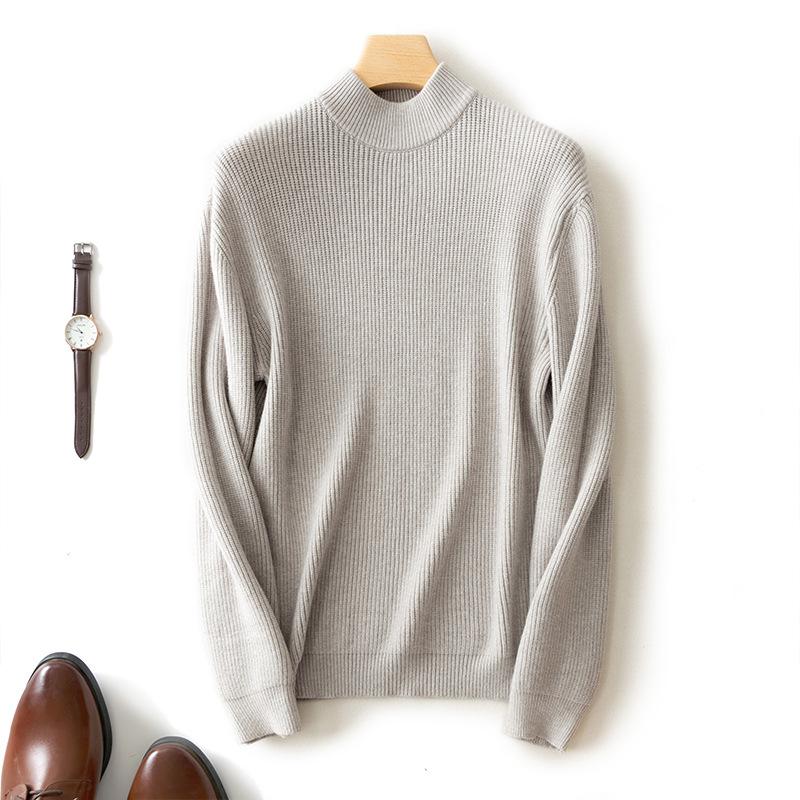 Semi-tall Collar Men's Sweater Thickened Warm Slim Bottoming Knit Sweater Long-sleeved Inner Sweater Autumn and Winter Business