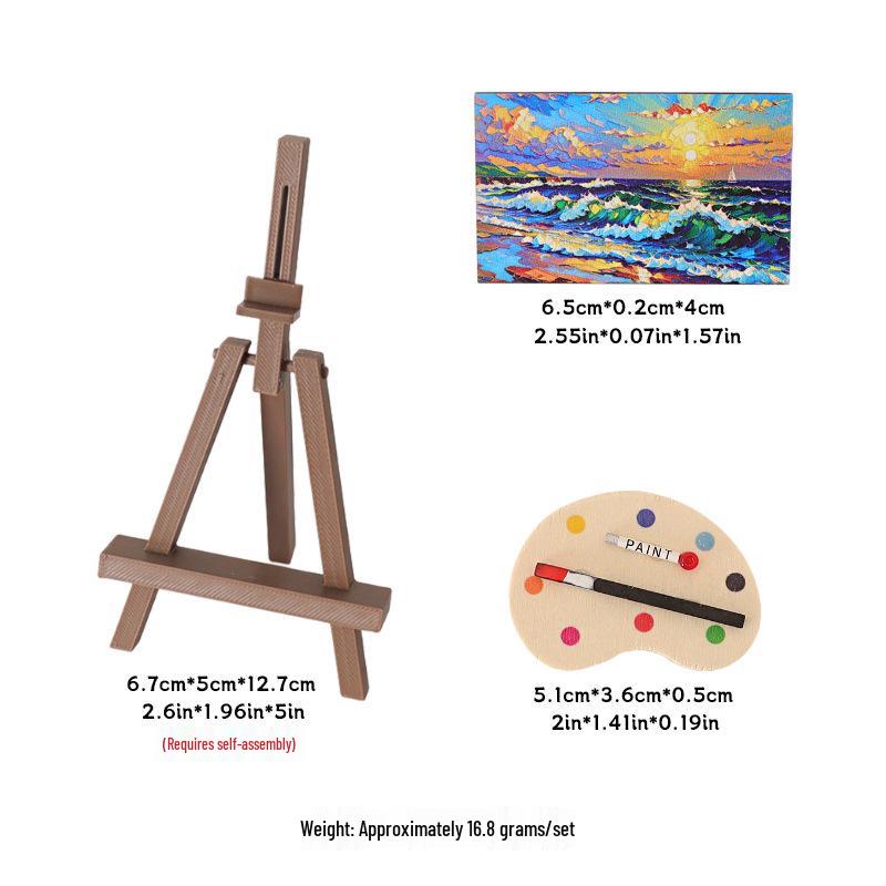Mini Dollhouse Painting Easel and Palette Ornament - DIY Decorative Scene Accessories