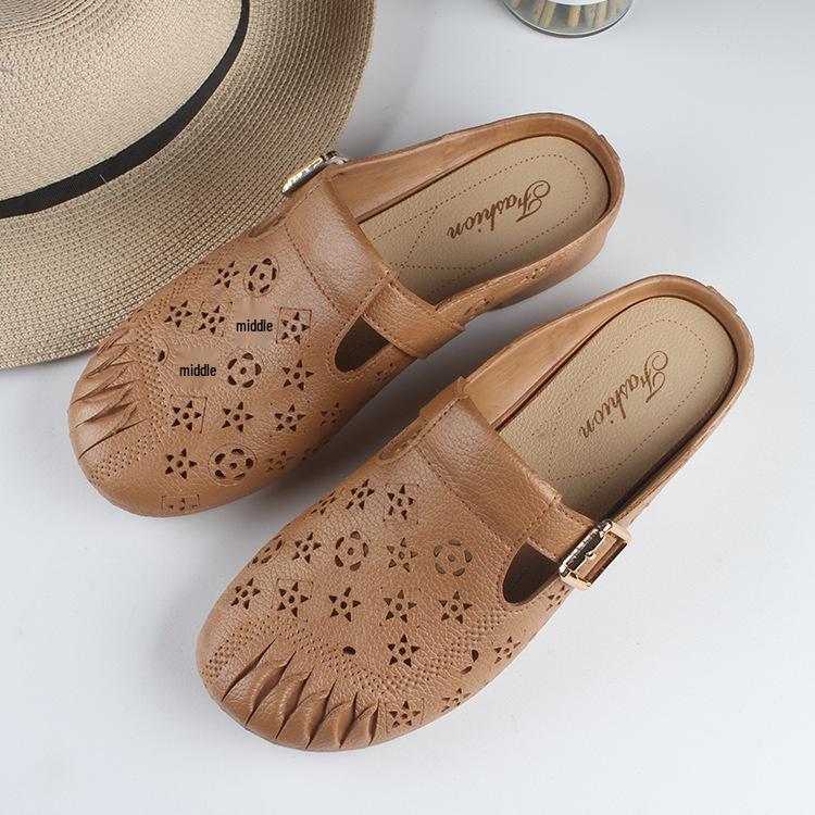 Yuzhihao Women s Summer Closed Toe Flat Sandals with Hollow Out Design and Buckle Strap. 40-41