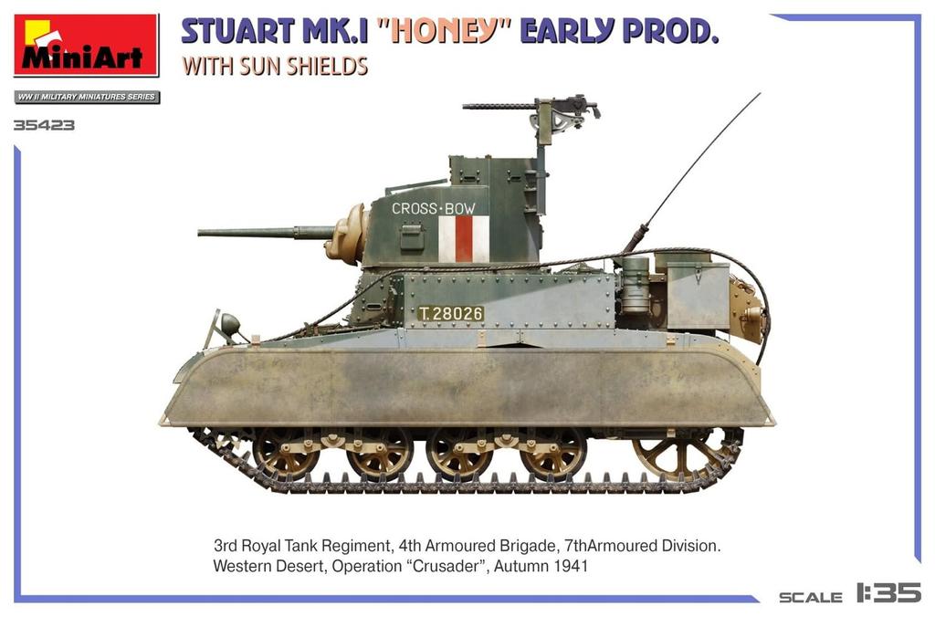 Miniart Stuart Honey Early Model with Sunshield Plastic Model Kit MA35423 1/35 Mk.I (Tank)