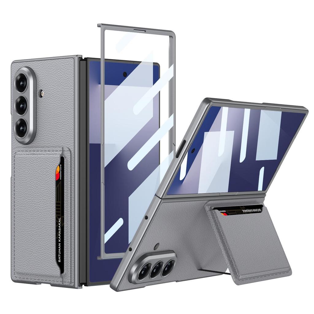 Samsung Z Fold7 Ultra-Thin Leather Phone Case with Card Holder & Stand