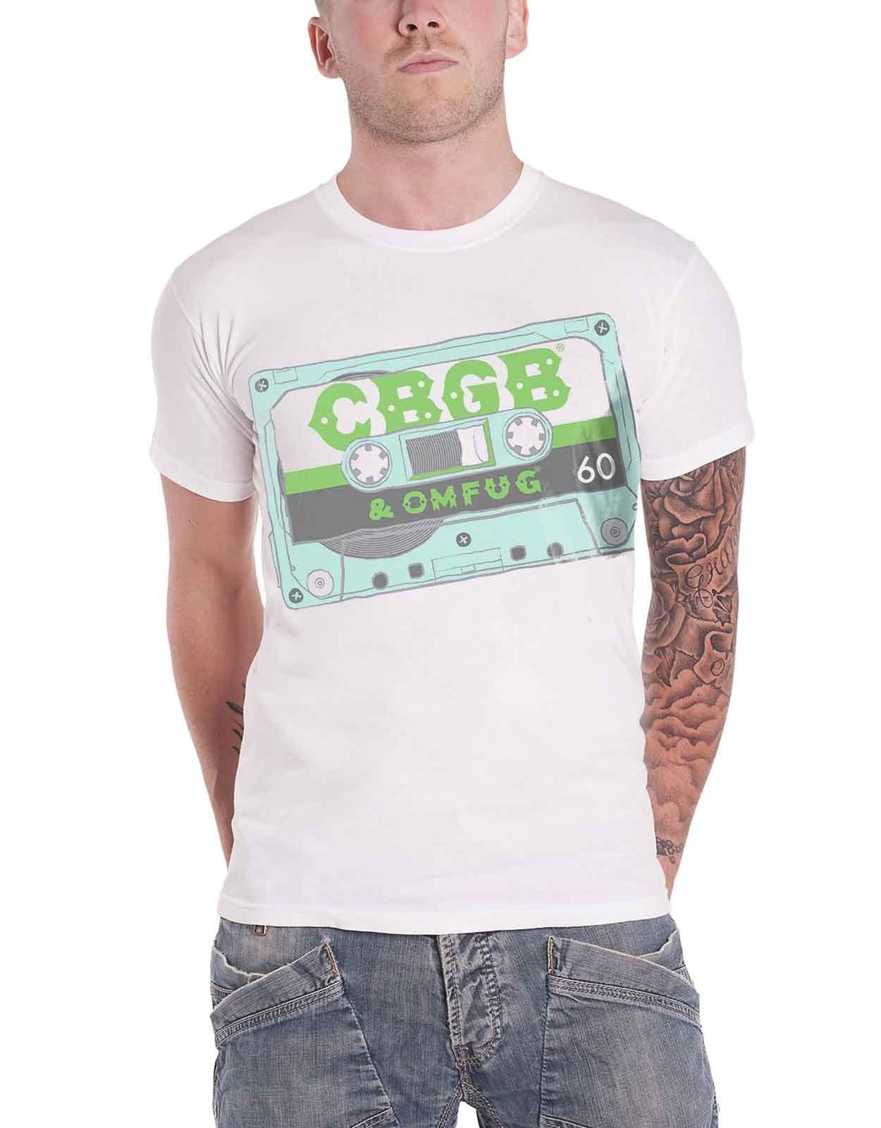 CBGB T Shirt Cassette Tape logo new Official Mens White sub dye S