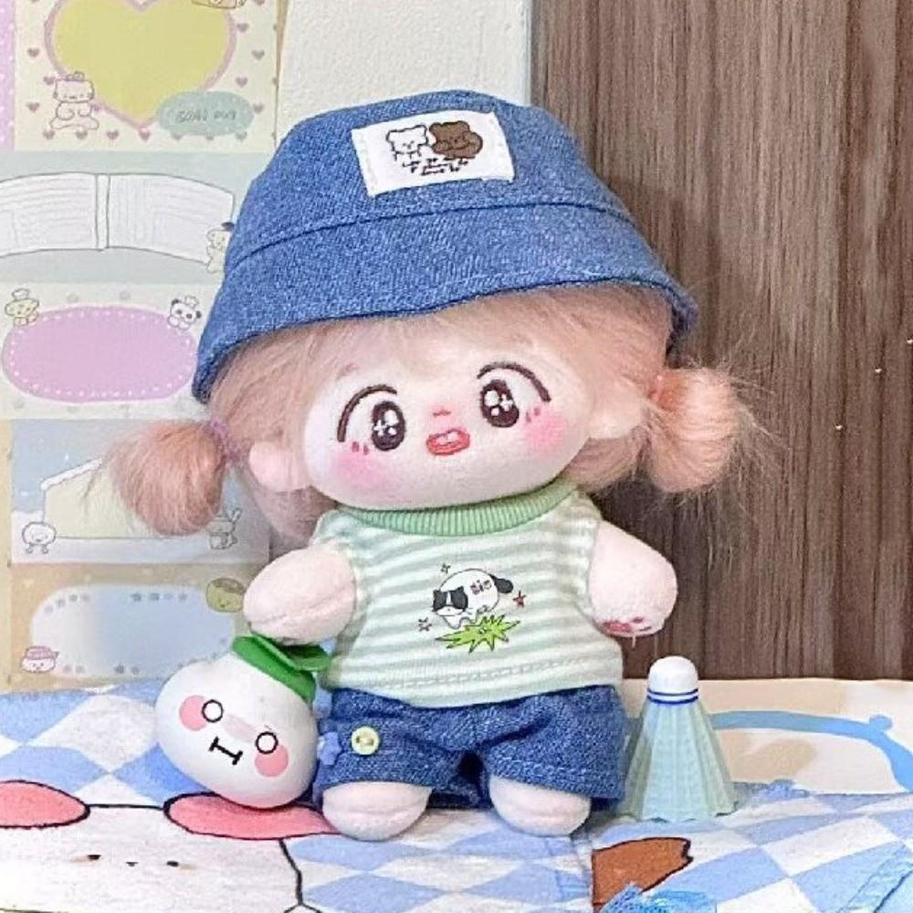 1 set Cowboy Hat 10/20cm Cotton Doll Clothes Striped T-shirt 10cm Doll Clothes  Doll Accessories