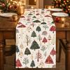 Mixed Pine Tree Pattern Holiday Tablecloth Polyester Party Table Decor Table Runner  Festive Dining