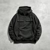 Men's Retro Workwear Hoodie Half Zip Oversize Multi-Pocket Solid Color Pullover Casual Streetwear