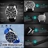 Men's Big Face Analog Chronograph Watch Blue Silicone Waterproof Sports Design