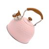 2.5 Quart Whistling Tea Kettle For Stove Top Food-grade Stainless Steel Silicone-coated Wood Handle Spout Cover Fast Heating