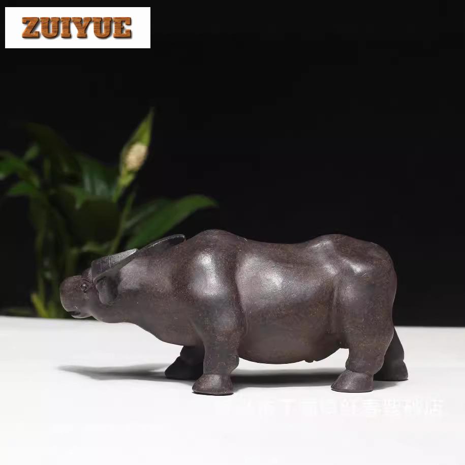 Yixing Zisha Zodiac Ox Tea Pet Creative Lucky Model Tea Figurine Play Toys Tea Statue Ornaments Can Be Raised Supplies Craft
