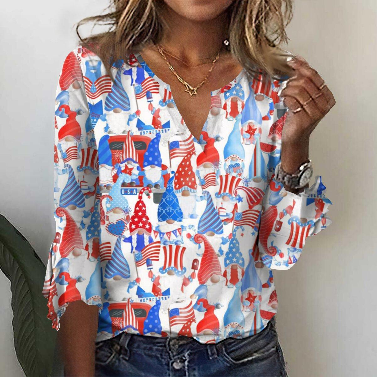 

Осень 2023, новая мода, женский повседневный топ с v-образным вырезом и рукавом 3/4 с принтом, большие размеры