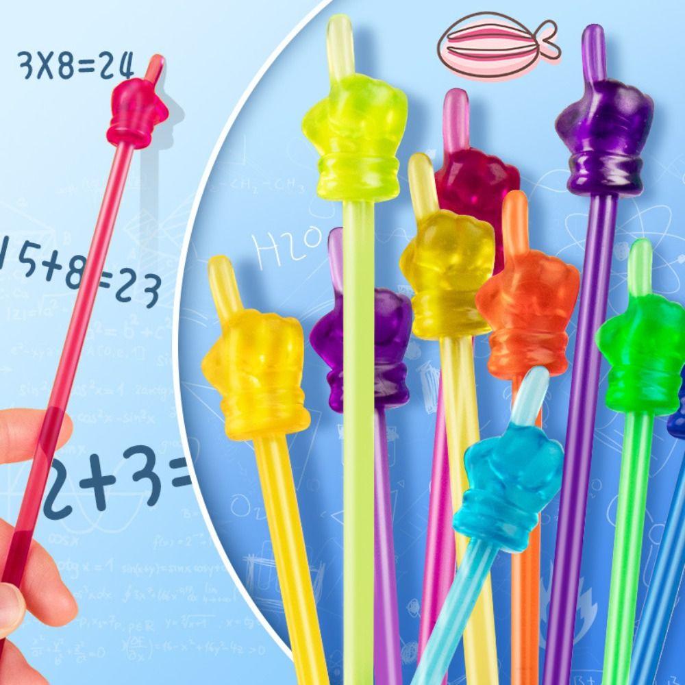 10pcs Simple Macaron/Transparent Teaching Stick Finger Design Handheld Reading Sticks Teaching Pointer Students