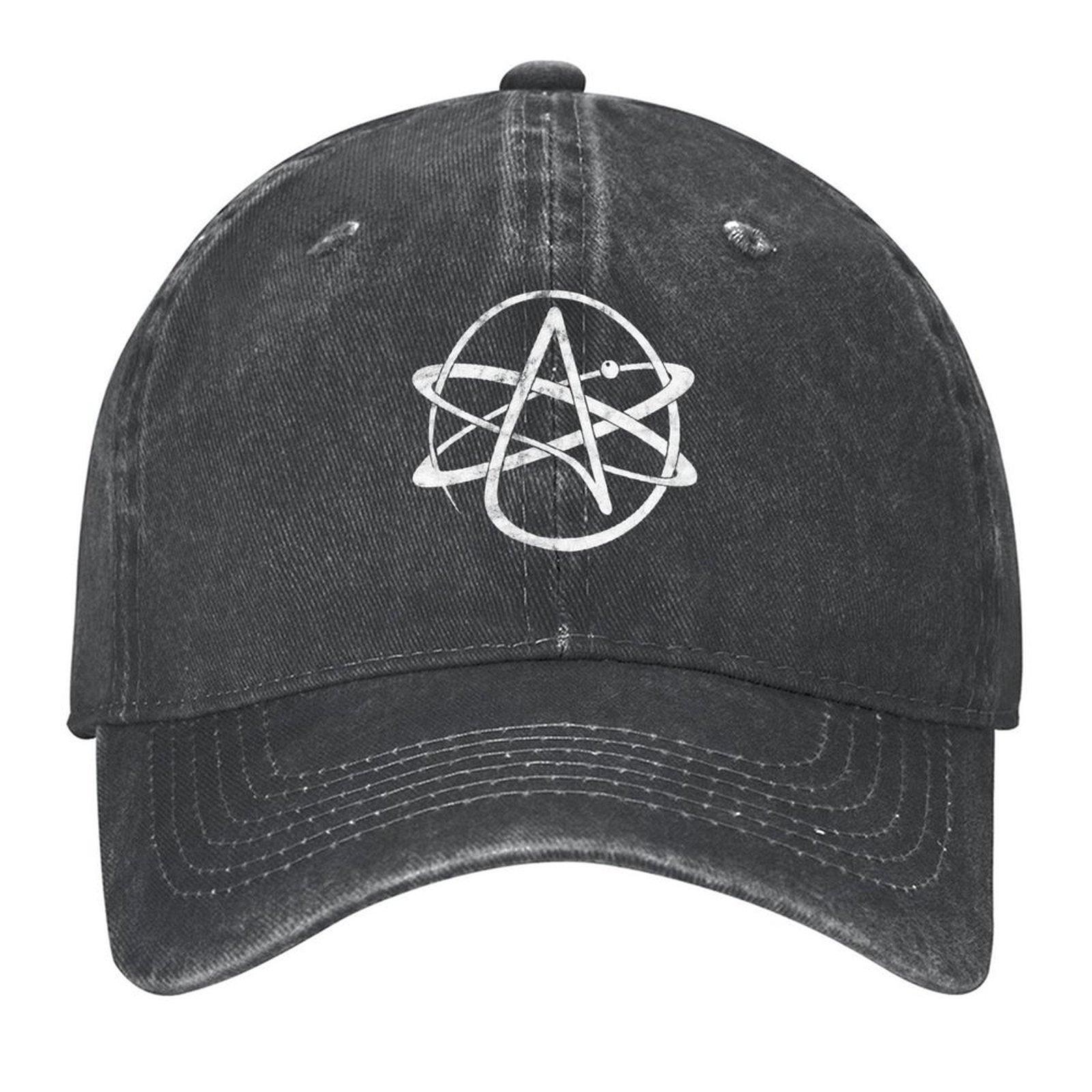 2026 Atheism Logo (White Worn Logo) Baseball Cap Derby Hat Trucker Cap Fishing Cap Western Hat Women s Golf Clothing Men s