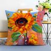 sunflower Cushion Cover Washable Linen Pillowcase Soft  for Sofa Bed Cozy Home Room Decor