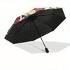 1pc Christmas Fantasy Fully Automatic Folding Portable Umbrella, 8 Iron Frames, Three-Fold Design, Suitable for All Seasons, Suitable for Outdoor Use.