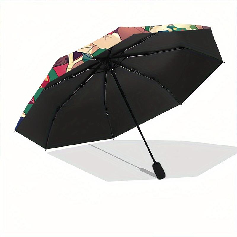1pc Christmas Fantasy Fully Automatic Folding Portable Umbrella, 8 Iron Frames, Three-Fold Design, Suitable for All Seasons, Suitable for Outdoor Use.